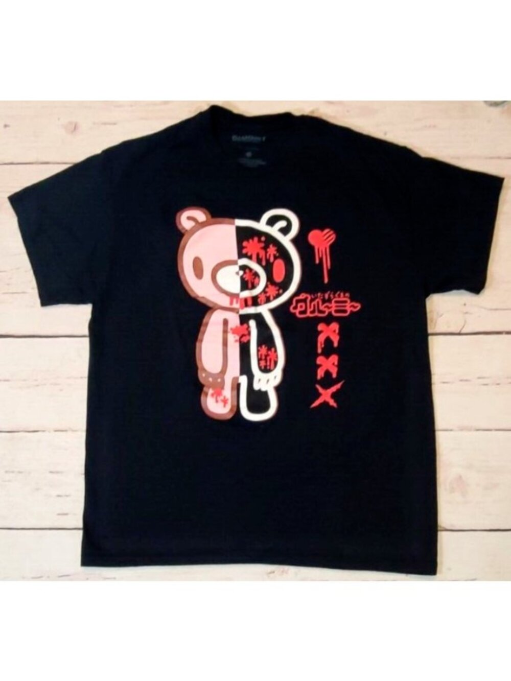 Gloomy The Naughty Grizzly Bloody Short Sleeve Black Graphic Tee Shirt Women's L